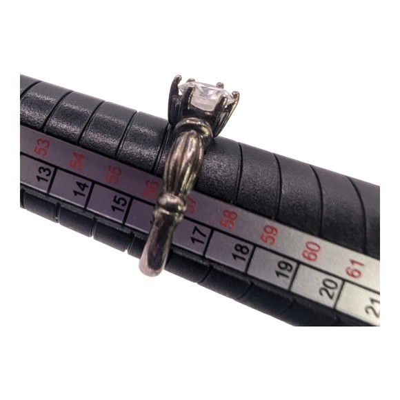 VTG Sterling Silver Round Cut Cubic Zirconia Solitaire Ring 925 CZ Size 8 Bridal - Picture 2 of 11